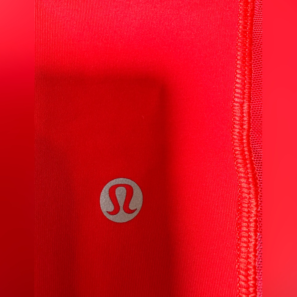 Lululemon Womens Red High Rise Ruched Stretch Mesh 17" Cropped Leggings, 10 - Picture 5 of 8